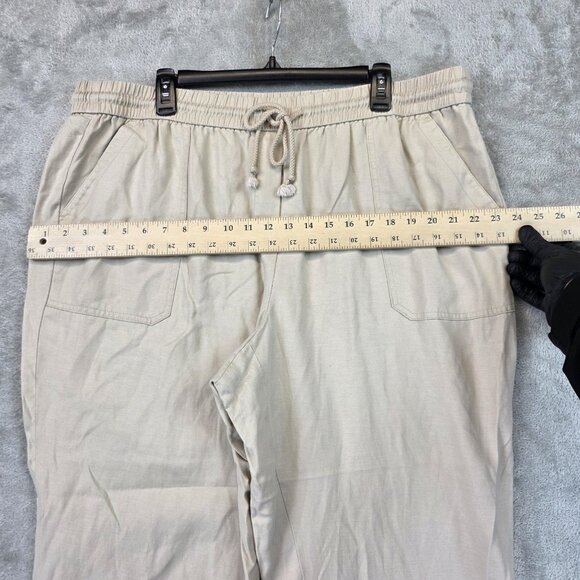 Talbots Pants Womens 2X Beige Linen Tencel Blend Drawstring Elastic Tapered - Picture 5 of 10